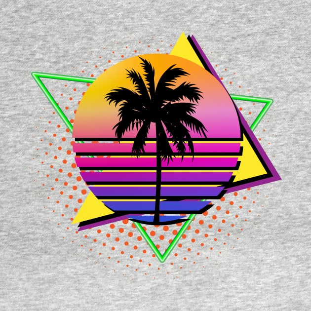 Colorful 80s Retro Palm Tree Vintage Sunset by Brobocop